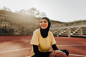 Sporty woman with a hijab