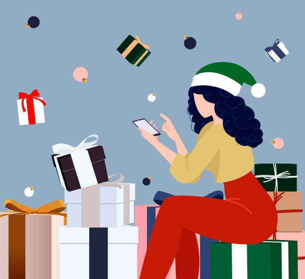 Vector illustration of online shopping for gifts. vector art illustration