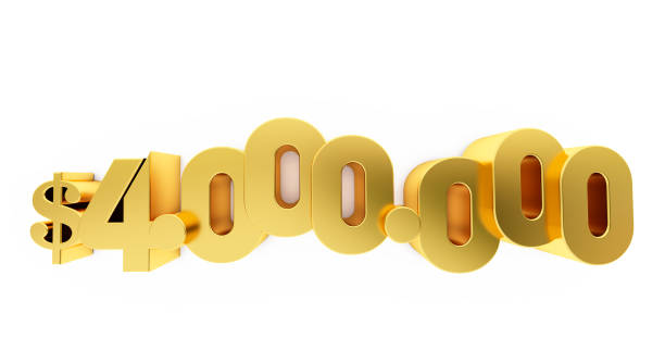 istock 3D render of a golden four million ( 4000000 )  dollars. 4m dollars, 4m $ 1292483914