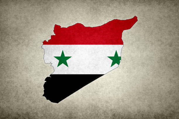 istock Grunge map of Syria with its flag printed within 1292485767
