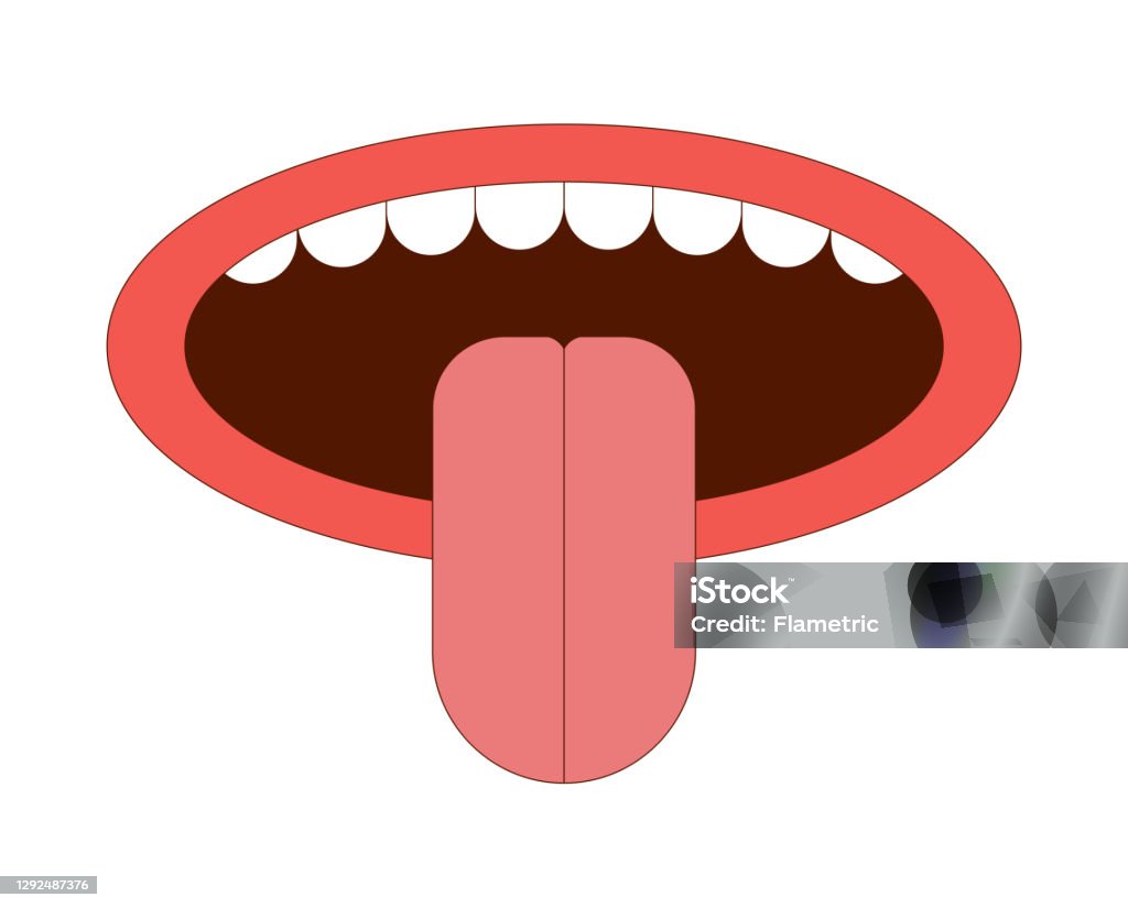 Mouth With Protruding Tongue Vector Illustration In Flat Cartoon Style  Isolated Stock Illustration - Download Image Now - iStock