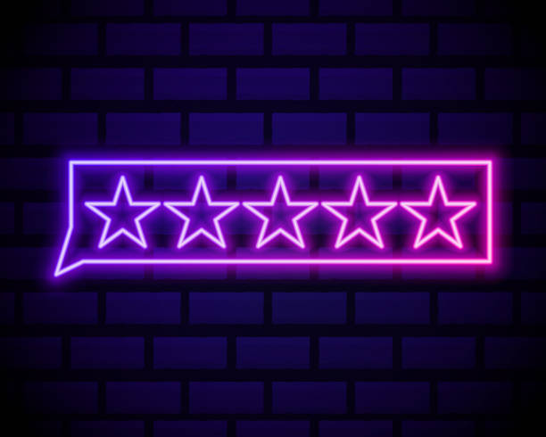 istock Customer review icon in neon line style. User feedback concept symbol. Vector illustration. 1292488301