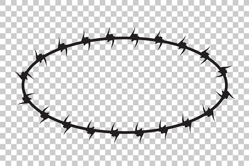 Vector Frame Silhouette Barbed Wire, Oval Shape