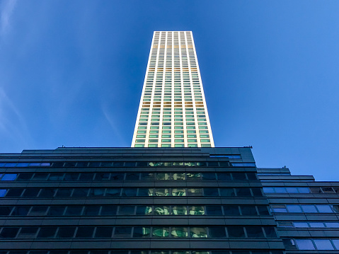 Manhattan, New York - February 15, 2019: 432 Park Avenue residential skyscraper along Central Park