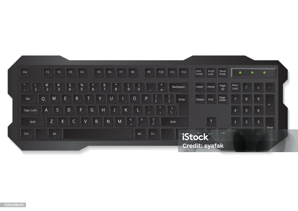 Keyboard Top View Real Realistic Black Computer Keyboard Top View Stock Illustration ...
