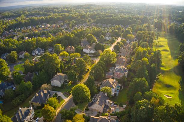 istock Panoramic aerial view of a upscale suburbs in Atlanta 1292500048