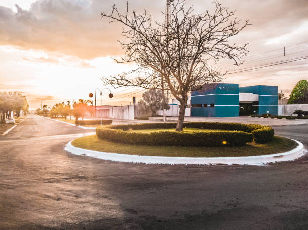 Tapurah, MT, Brazil, December 05, 2020 - Panoramic of Amazonas Avenue, Tapurah city. The city of Tapurah considered the capital of pig farming. The city celebrated 30 years of emancipation with 12 thousand inhabitants and is located in the state of Mato Grosso, Brazil.