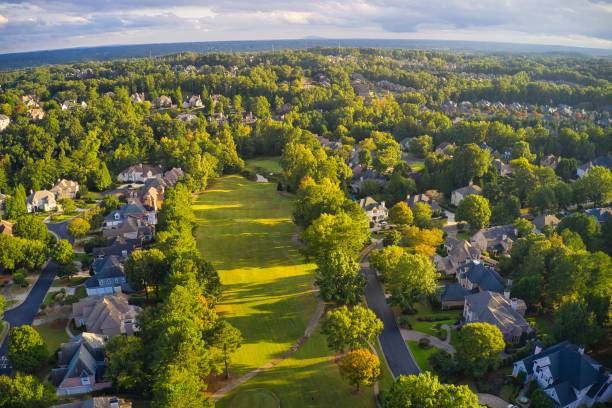istock Panoramic aerial view of a upscale suburbs in Atlanta 1292500225