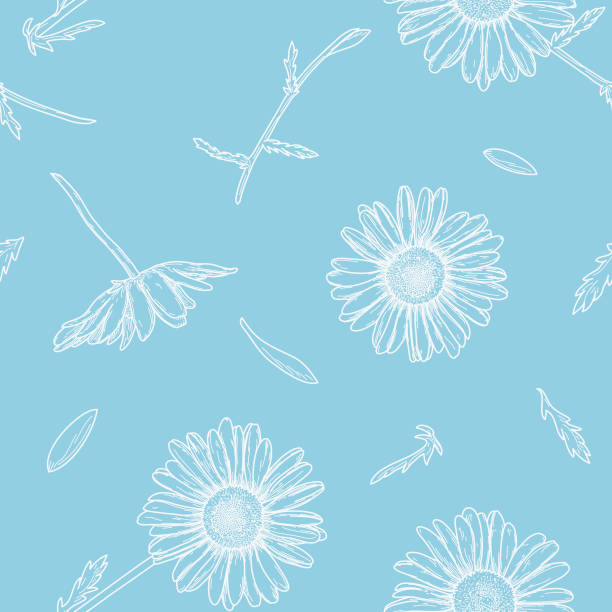 Fresh and Cute Spring Daisy Vintage Seamless Pattern vector art illustration