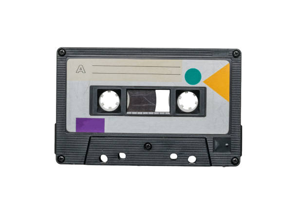 istock Retro cassette with magnetic tape isolated on a white background. 1292505741