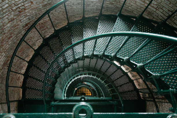 Spiral Staircase inside lighthouse stock photo