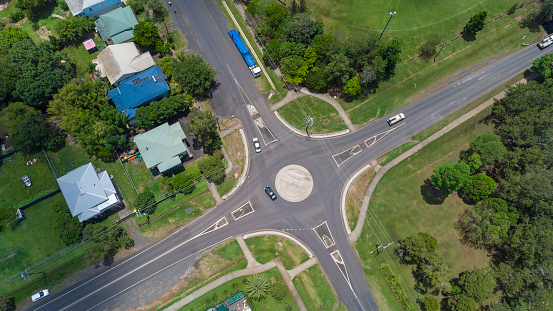 Aerial View of a Traffic Roundabout