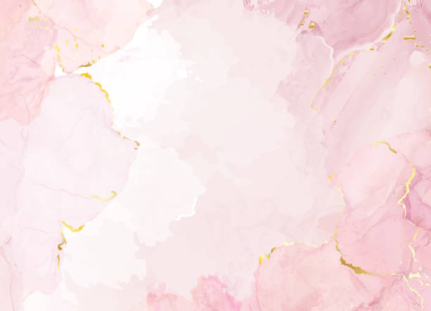 stockillustraties, clipart, cartoons en iconen met blush roze aquarel vloeistof schilderij vector ontwerpkaart. - roze