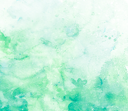green watercolor background hand colored with brush strokes and spalshes.