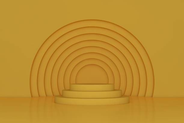 istock 3D Yellow Stands On Yellow Background, Product Stand, Blank Scene 1292518371