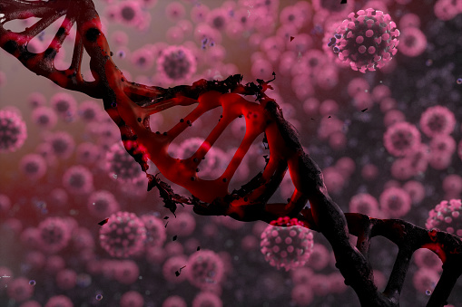Coronavirus DNA spread Virus mutation concepts illustration