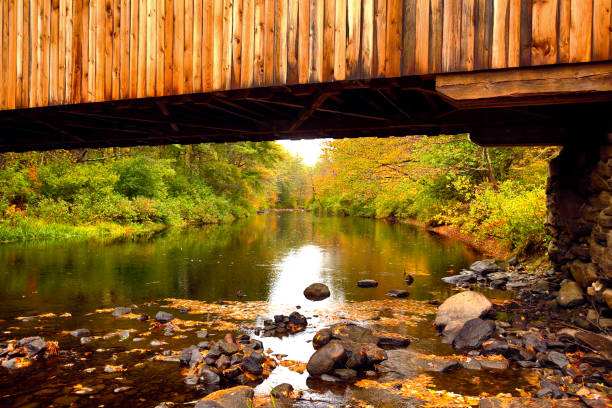 istock Corbin covered bridge over Sugar River in Newport, New Hampshire. 1292524864