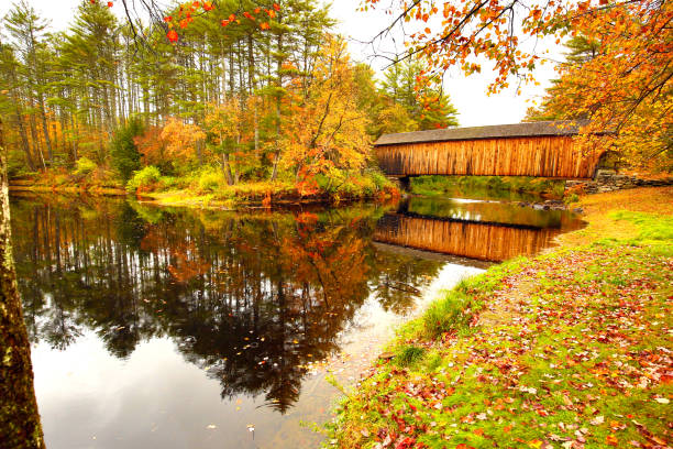 istock Corbin covered bridge over Sugar River in Newport, New Hampshire. 1292524912