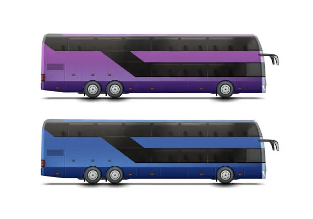 Vector illustration of Two double-decker buses