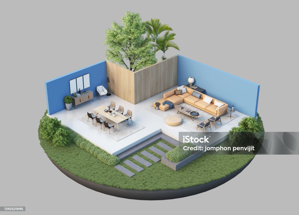 3d Rendering Architectural Layout And Interior Design Stock Photo ...