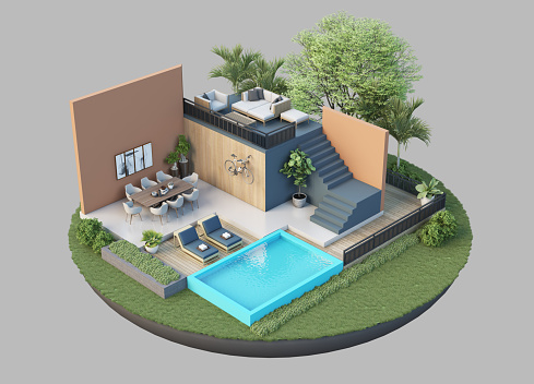 Layout 3d Rendering 3d Rendering Architectural Layout And Interior Design Stock Photo ...