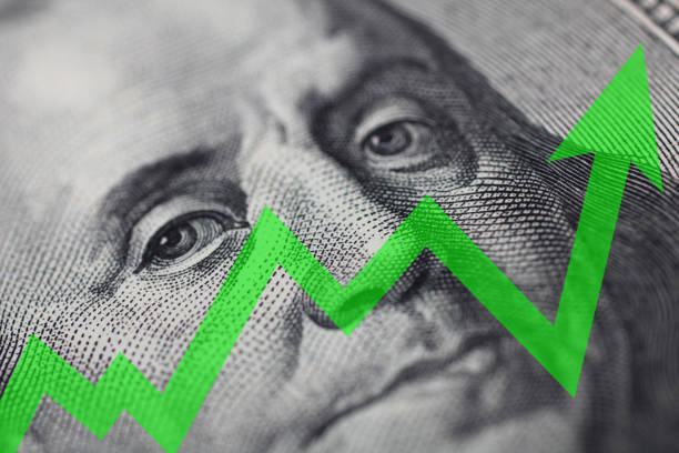 Dollar moving up. Money finance growth chart graph stock market Dollar moving up. Money finance growth chart graph stock market us paper currency photos stock pictures, royalty-free photos & images