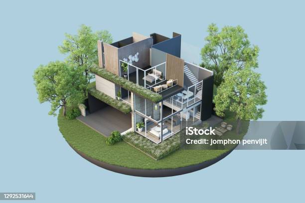 3d Plot Layout Rendering 3d Rendering Architectural Layout And Interior Design Stock Photo ...