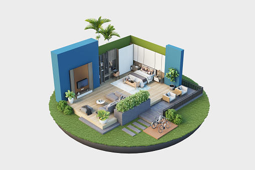Layout 3d Rendering 3d Rendering Architectural Layout And Interior Design Stock Photo ...