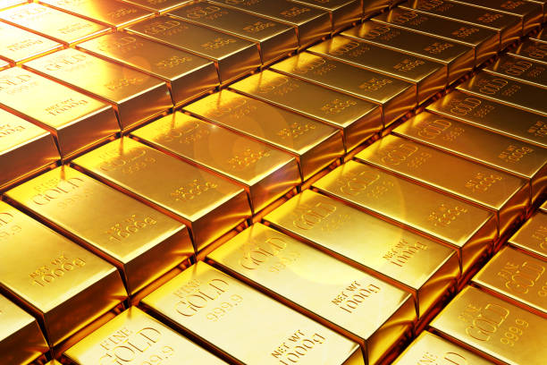 istock Many Gold bars or Ingot 3d illustration 1292531978