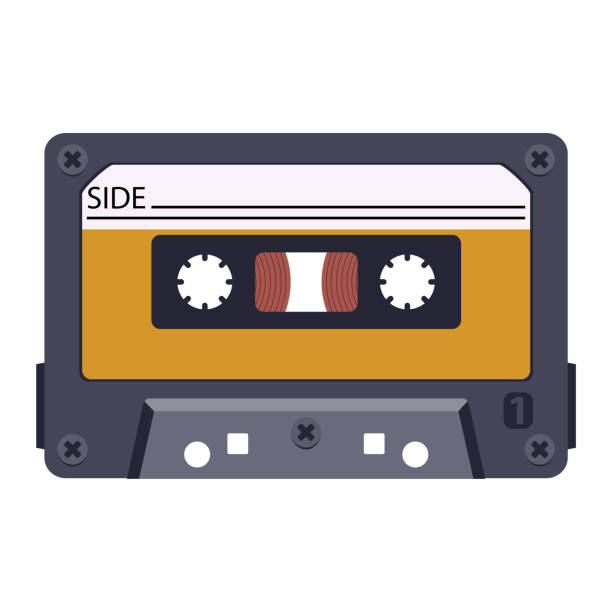 ilustraciones, imágenes clip art, dibujos animados e iconos de stock de cinta. cinta de audio para grabadora de cinta y otros dispositivos de reproducción. estilo retro de música y medios de sonido. - retro revival music audio cassette old