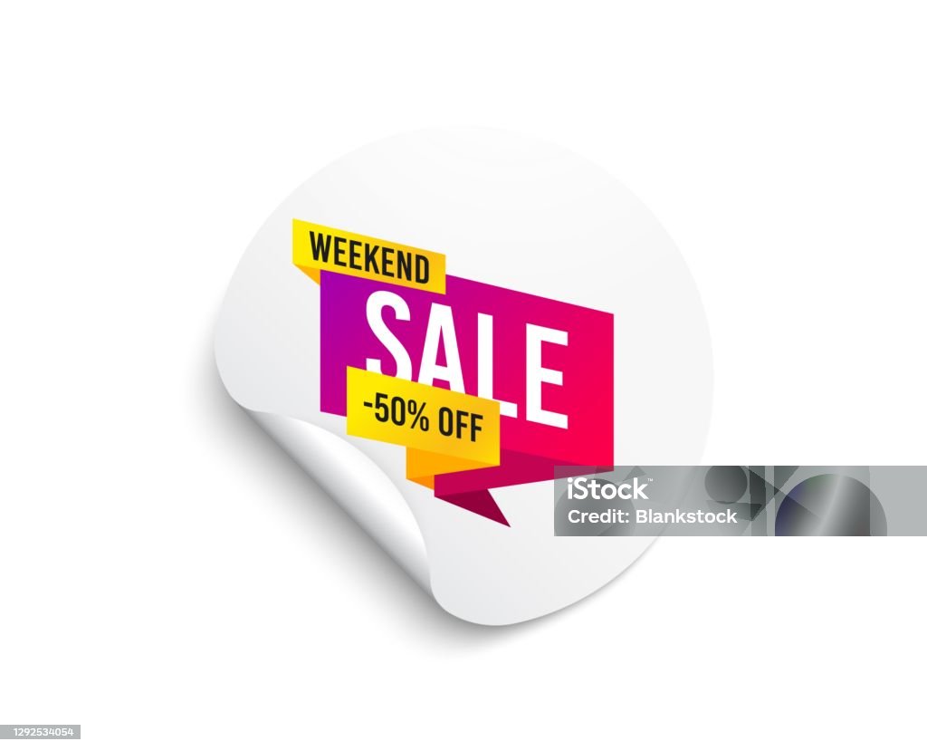 Weekend Off Sticker Weekend Sale 50 Percent Off Banner Discount Sticker Shape Vector Stock ...