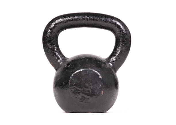 istock Black kettlebell isolated on a white background 1292535058