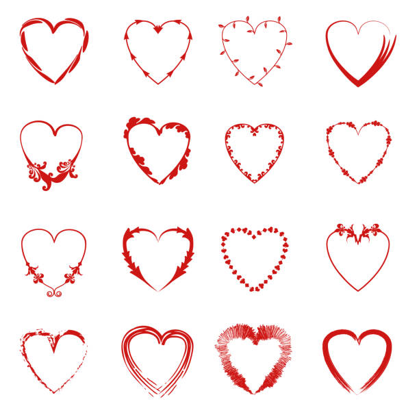 장식 하트의 다른 유형의 벡터 세트. - valentines day heart shape backgrounds star shape stock illustrations