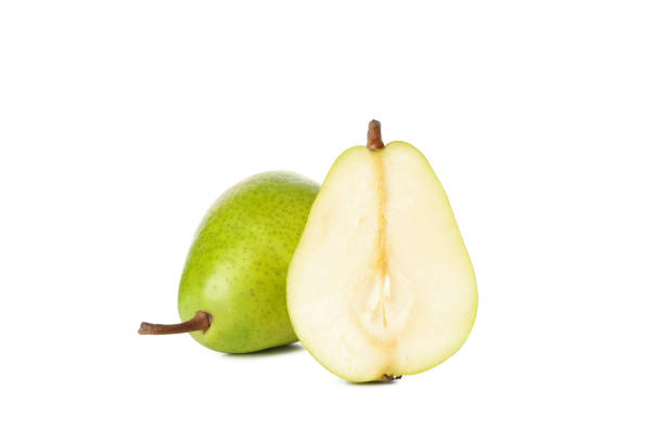 istock Fresh green pears isolated on white background 1292536375