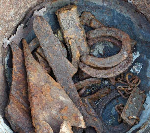 istock Heap of old rusty iron  background 1292538585