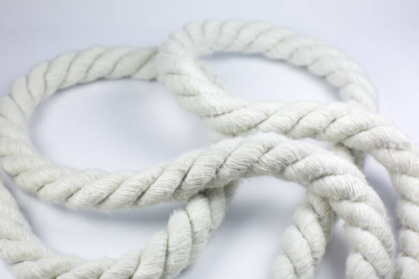istock White cotton rope curl on white background. 1292541333