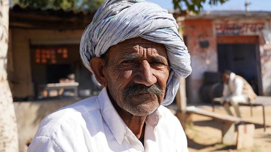January 2020- Mahroli, Jaipur, India. Portrait of Monotonous Indian man, suffering unemployment issue during the lock down.