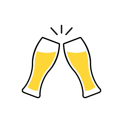 Toast clink two glasses with beer. Vector illustration