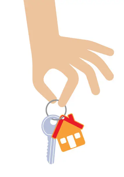 Vector illustration of Home Buyers Selling House Keys Homeowner Real Estate