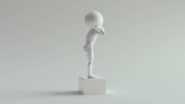 istock Atlas Statue Holding up the Celestial Heavens Pure White 1292550276
