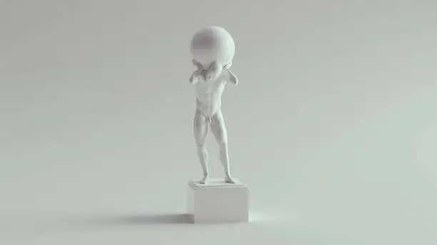 Photo of Atlas Statue Holding up the Celestial Heavens Pure White