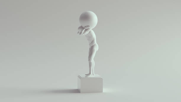Atlas Statue Holding up the Celestial Heavens Pure White