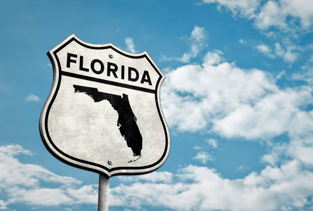florida state - yol işareti illüstrasyon - florida stok fotoğraflar ve resimler