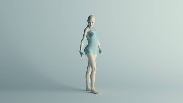 istock Cyberpunk Angry Female Character in Turquoise 1292551374