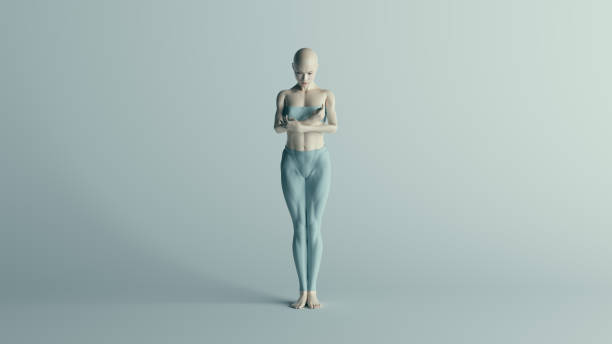 istock Cyberpunk Angry Female Character in Turquoise 1292551389