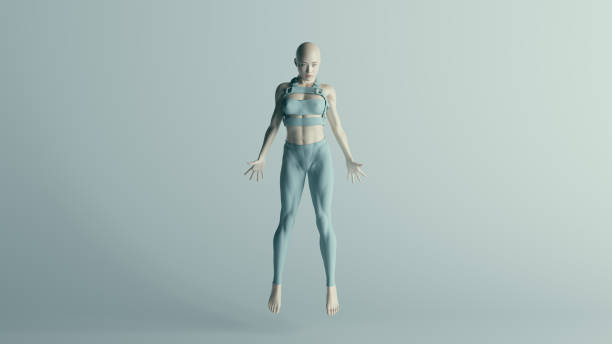 istock Cyberpunk Angry Female Character in Turquoise 1292551391