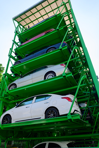 Multi level parking lot by use elevator parking system.