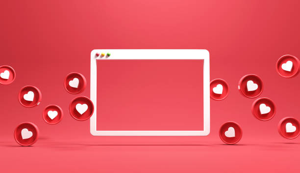 веб простое окно браузера с любовью сердце иконки, абстрактный модный дизайн для социальных медиа рекламы на день валентина. - valentines day graphic element heart shape paper стоковые фото и изображения