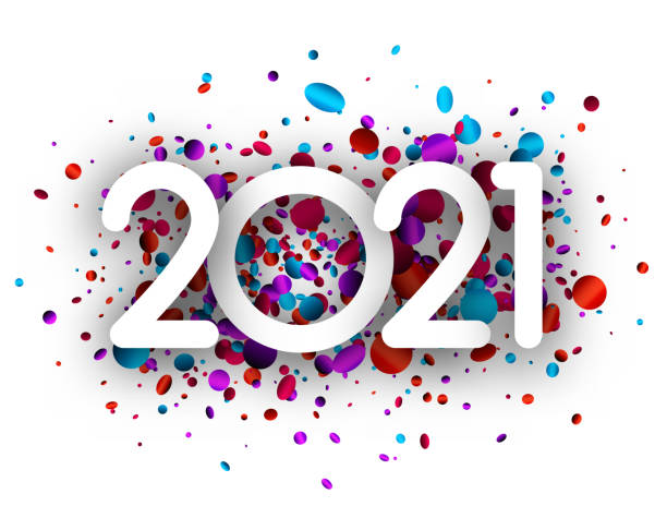 istock 2021 paper sign over round and oval confetti. 1292555898