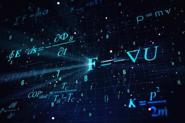 istock Scientific formula illustration on blue background, science and research concept. 3D Rendering 1292556226